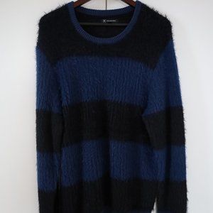 Large Mohair Blue/Black stripe sweater from INC